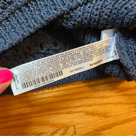 Zara blue knit sleeveless hooded sweater size large - Picture 4 of 4